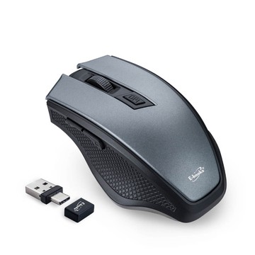 E-BOOKS M72 六鍵式超靜音USB+Type C雙介面無線滑鼠 800-1600DPI 可調 靜音設計10公尺追