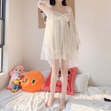 免運 台灣出貨 【店鋪熱銷】單肩帶甜美短款蕾絲睡衣女春鞦寬鬆韓版夏季弔帶睡裙傢居服兩件套限時下殺