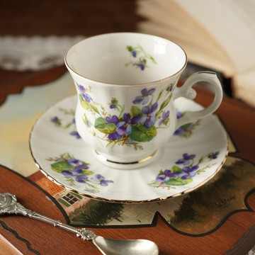 西德Seltmann Weiden紫羅蘭描金茶杯/咖啡杯組