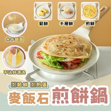 【三層肉】麥飯石煎餅鍋 薄餅煎盤 千層餅鍋 可麗餅煎鍋 鬆餅鍋 煎蛋鍋 早餐鍋 不沾鍋 平底鍋 露營鍋 煎鍋 IH爐可用