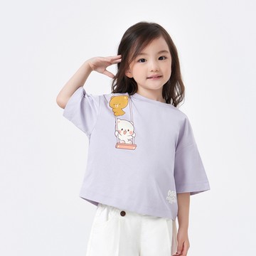 GIORDANO  童裝落肩印花上衣 Milkmochabear聯名系列 - 29 夜幕紫