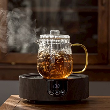 花瓣耐熱玻璃煮茶壺帶把電陶爐套裝小型家用耐高溫茶水分離煮茶器
