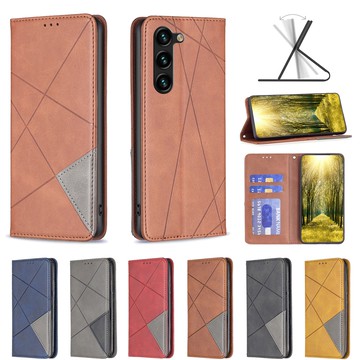 菱形暗磁掀蓋套 適用 三星 Galaxy S23FE S23 S23+ S23 Ultra 手機殼 插卡磁吸 皮套