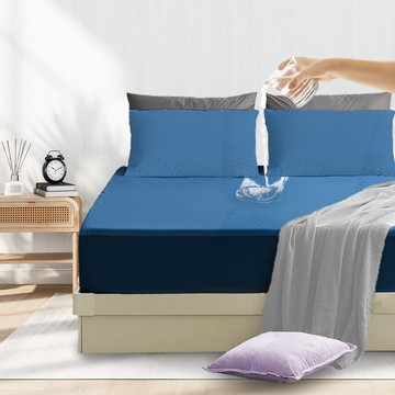 【寢室安居】護理級銀離子100%防水防蹣抗菌透氣保潔枕套（1對）-深藍_廠商直送