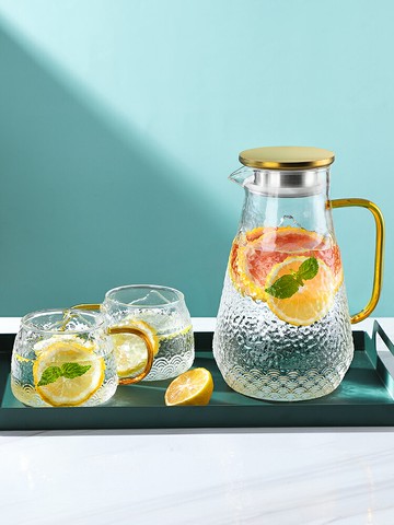 蓓影夏天冷水壺家用大容量涼水杯耐高溫玻璃水壺冷水杯套裝涼水壺