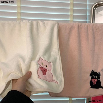 超實惠臘 浴巾 毛巾新可愛貓咪毛巾女吸水速幹不掉毛珊瑚絨家用加厚柔軟卡通洗臉面巾