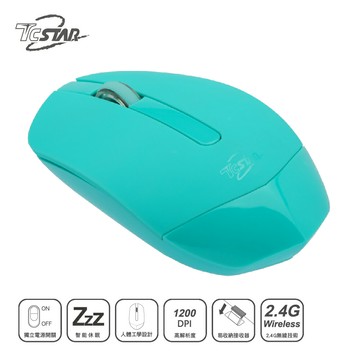 TCSTAR 無線光學滑鼠 TCN638 綠色 1200 DPI 人體工學 無線滑鼠