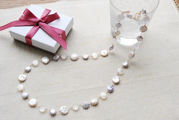 雪晶珠和2種珍珠項鍊14kgf