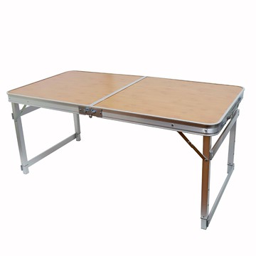 FOSO 方管無傘孔鋁合金折疊桌 加寬款 輕巧便攜 露營桌  竹紋 原木色  1個