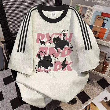 上衣女 短袖t恤 美式 寬鬆 夏季衣服 oversize 字母印花 男女衣服 情侶t恤少女藏宝阁