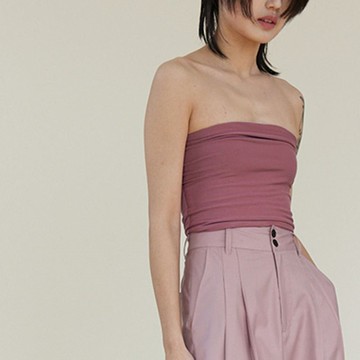 晚霞紫色 2色 超好手感純色砂洗小可愛 莫代爾彈力內搭抹胸上衣