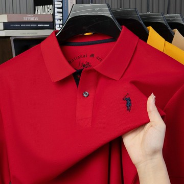 【新款熱賣】100%純棉男士短袖POLO衫2025新款刺繡翻領上衣t半袖T恤男款