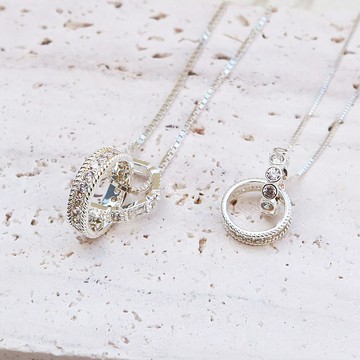 【純銀情侶對鍊】如此耀眼 | 鋯石對鍊 | 大員囡仔