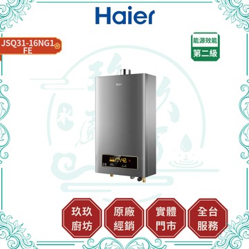 【HAIER海爾】JSQ31-16NG1智能恆溫強制排氣熱水器 DC5｜FE式｜16升｜三段火排｜觸控面板｜16