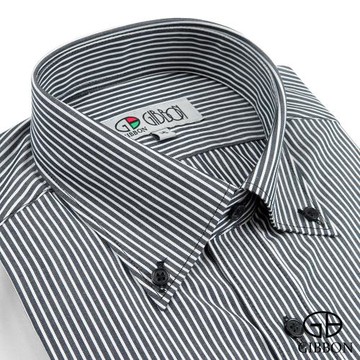 GIBBON 純棉條紋長袖襯衫‧黑色