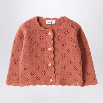 Pink cardigan with openwork pattern