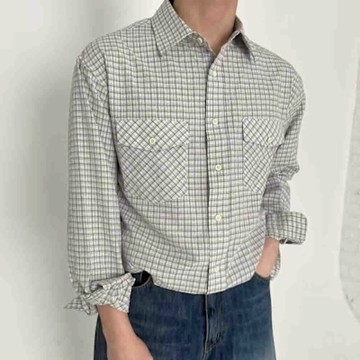 正韓男裝 格紋長袖襯衫ONP1026-創翊韓都