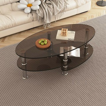 免運 茶幾 茶幾桌 輕奢簡約茶幾 客廳茶幾 客廳桌 創意小戶型茶幾簡約客廳鋼化玻璃茶幾現代橢圓形家用不銹鋼茶幾