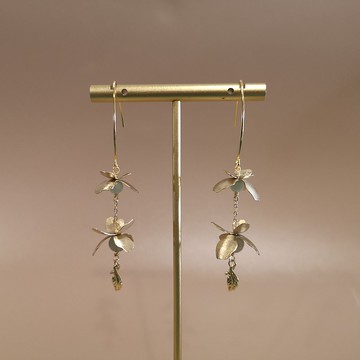 出塵 | 磨沙質感 | 玉 | 黃銅焊接 | 耳鈎 | 中式旗袍古風耳環