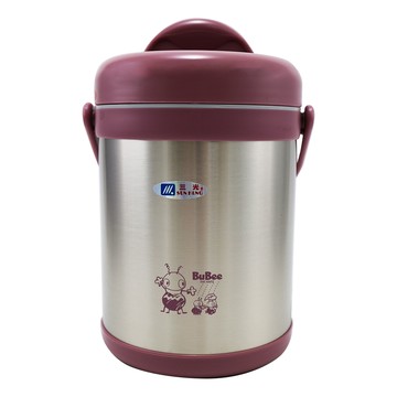 源味二層高真空304不鏽鋼提鍋-2.0L-莫蘭迪粉-1入