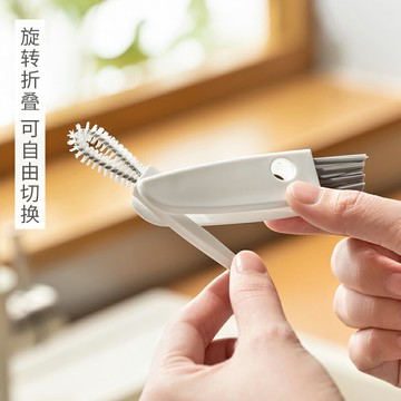 日式膠圈凹槽清潔刷子三合一杯蓋奶瓶蓋刷神器家用杯蓋縫隙清洗刷
