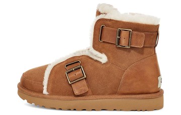 WMNS UGG DUNE MINI BUCKLE BOOT FLEECE LINED BROWN