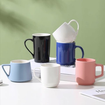 創意簡約陶瓷馬克杯圓形帶把水杯賓館客房茶杯禮品杯咖啡杯奶茶杯