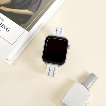 Apple Watch 全系列通用錶帶 蘋果手錶替用錶帶 蝴蝶扣 陶瓷錶帶 白色 ＃836-52-WESR