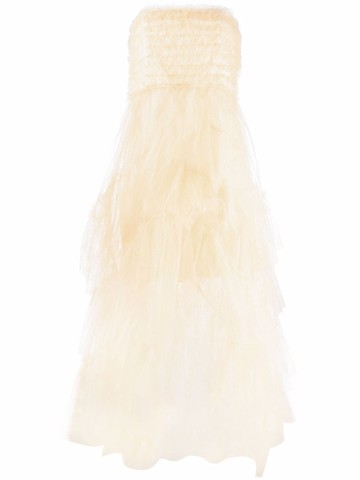 Philosophy Di Lorenzo Serafini - strapless asymmetric dress - women - Viscose/Polyester - 40 - Neutrals