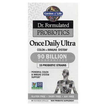 Garden of Life, Dr. Formulated 益生菌，每日一粒超級益生菌，900 億，30 粒素食膠囊