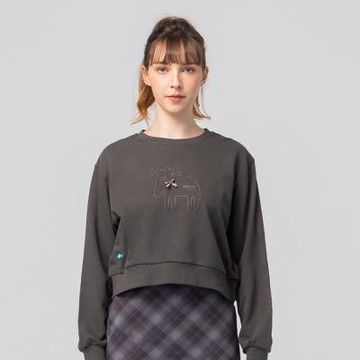 moz瑞典 立體發泡 領結駝鹿 100%純棉 大學T-灰綠(亞洲版) 短版