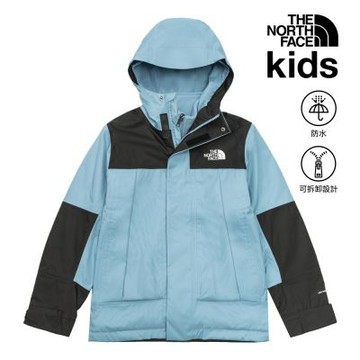 【The North Face 官方旗艦】北面兒童綠色DRYVENT防水抓絨內裡三合一外套｜8DXU0ES