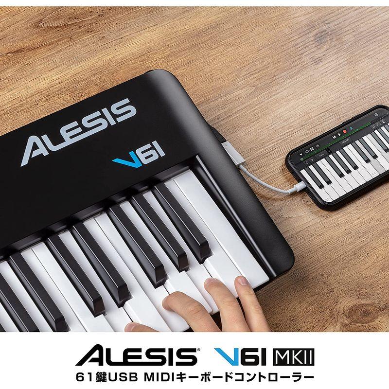 Alesis USB MIDIキーボードコントローラー61鍵ベロシティ対応FULL LEVELモード対応の8つのドラムパッド、アルペジエータ