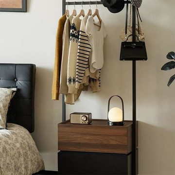 衣帽架 吊衣架 掛衣架 免運 附發票 實木掛衣架落地臥室家用帶抽屜儲物柜衣帽架客廳儲物掛衣服置物架