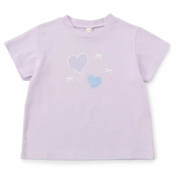 日本 apres les cours - [人氣]俏皮印花短袖上衣-愛心緞帶-薰衣草紫