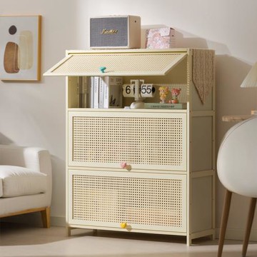 收納柜客廳多層翻蓋零食儲物柜多巴胺兒童玩具置物柜子縫隙柜書柜