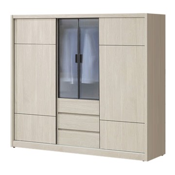 文創集 夏斯7.6尺開＆推門三抽衣櫃-227x60x202cm免組