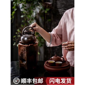 柴燒提梁燒水壺泡茶家用電陶爐套裝純手工養生炭爐側把日式陶壺