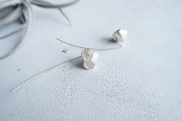 925純銀 蜂巢 花 耳針耳環