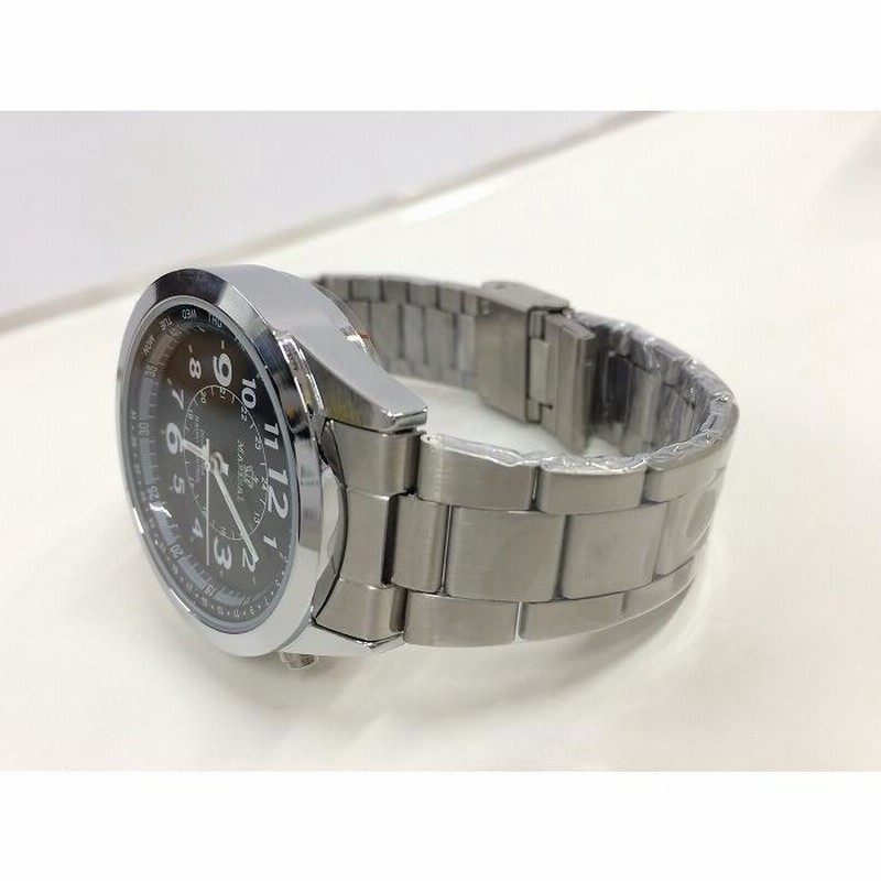 中古】マーシャル メンズ腕時計 電波時計 MR69-BK クオーツ SS