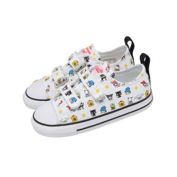 Converse 休閒鞋 All Star 2V 中小童 白 彩 三麗鷗聯名 魔鬼氈 帆布鞋 A17703C