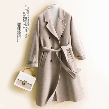 羊毛大衣毛呢外套-長版雙排扣寬鬆簡約女外套4色74bi62【獨家進口】【米蘭精品】
