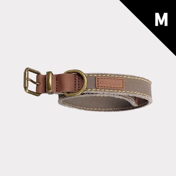 puppytie 卡其駝 帆布-M 寵物項圈 (狗項圈 貓項圈 安全項圈 防勒 可調整脖圍)