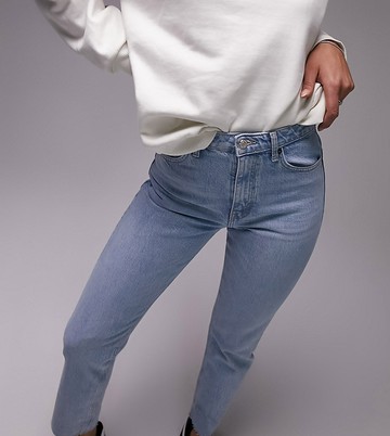 Topshop Tall straight jeans in bleach-Blue