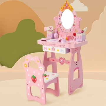 兒童梳妝臺仿真木質公主化妝臺過家家玩具套裝3-6歲女孩生日禮物