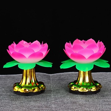 供佛燈 led蓮花燈七彩小荷花觀音財神長明燈家用供具神臺燈佛前供燈電池 瑪麗蘇