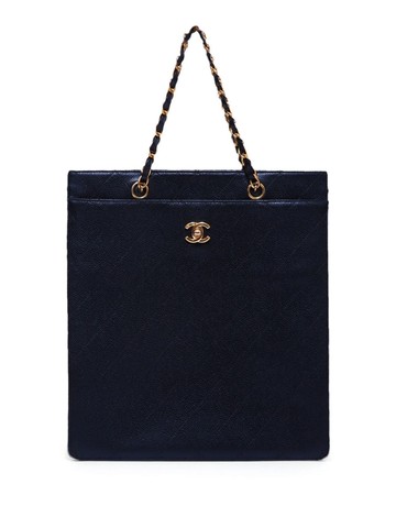 CHANEL Pre-Owned - 1997-1999 diamond-quilted CC turn-lock tote bag - women - CALFSKIN - One Size - Black