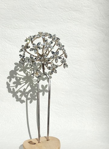 水晶花簪　真鍮×銀鍍×水晶　Luan. Kanzashi Atelier