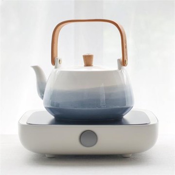 三界電陶爐家用煮茶爐漸變竹提梁壺陶瓷燒水壺耐熱煮茶器大號1.2L