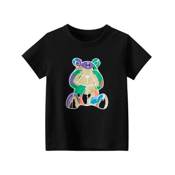 27KIDS - 純棉短袖上衣-繽紛熊熊-黑色